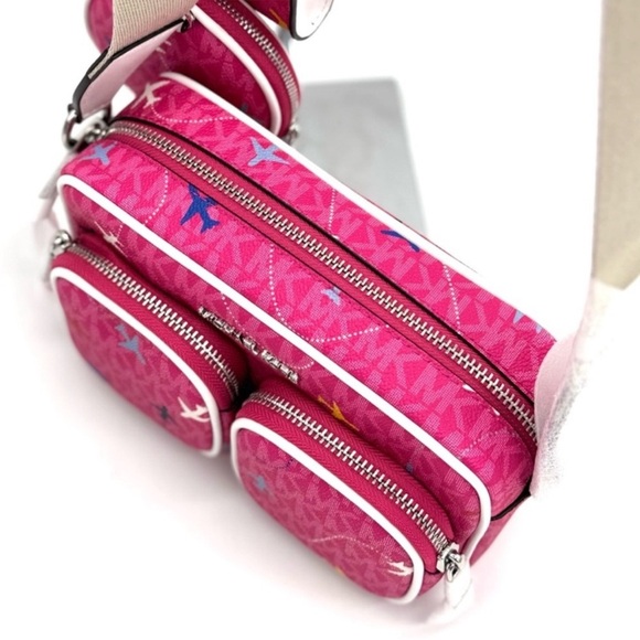 Michael Kors Jet Set Signature Logo Crossbody Bag w Case for Apple AirPods Pro - Picture 7 of 12